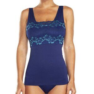 Rhonda Shear Lace Overlay Tank w/Shelf Bra SMALL